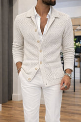 CARDIGAN TRAFORATO MALAGA COLLO CAMICIA
