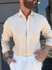 CAMICIA MEZZO COLLO FRANCESE IN PURO LINO