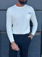 MAGLIA GIROCOLLO LANA CON TASCHINO E POSCETTE