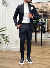 ABITO MONOPETTO RIGA STRETTA REVER IMPUNTURATO A MANO