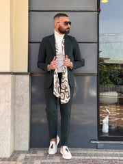 ABITO MONOPETTO IN VELLUTO CON TASCA A TOPPA