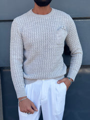 MAGLIA GIROCOLLO LANA CON TASCHINO E POSCETTE