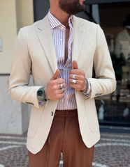 GIACCA MONOPETTO TASCHE A TOPPA COTONE ARMATURATO