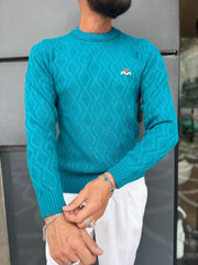 MAGLIA GIROCOLLO LANA CON RICAMO