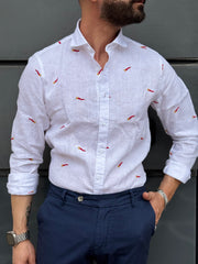 CAMICIA IN LINO CON FANTASIA