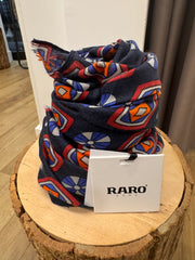 PASHMINA FANTASIA CERCHI E ROMBI FONDO BLU