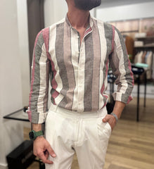 CAMICIA IN LINO CON COLLO COREANO