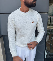 MAGLIA GIROCOLLO LANA CON RICAMO