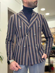 GIACCA RIGATA DOPPIO PETTO BOTTONE METALLO