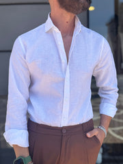 CAMICIA LINO MEZZO COLLO FRANCESE