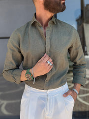 CAMICIA LINO MEZZO COLLO FRANCESE