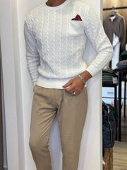 MAGLIA TRECCIA CON TASCHINO E POSCHETTE