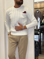 MAGLIA TRECCIA CON TASCHINO E POSCHETTE