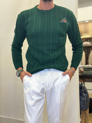 MAGLIA TRECCIA CON TASCHINO E POSCHETTE