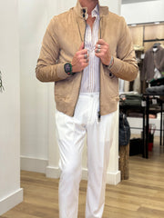 GIUBBOTTO ZIP CON TASCHE SCAMOSCIATO