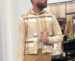 GILET TRAPUNTATO QUADRI FLANELLA