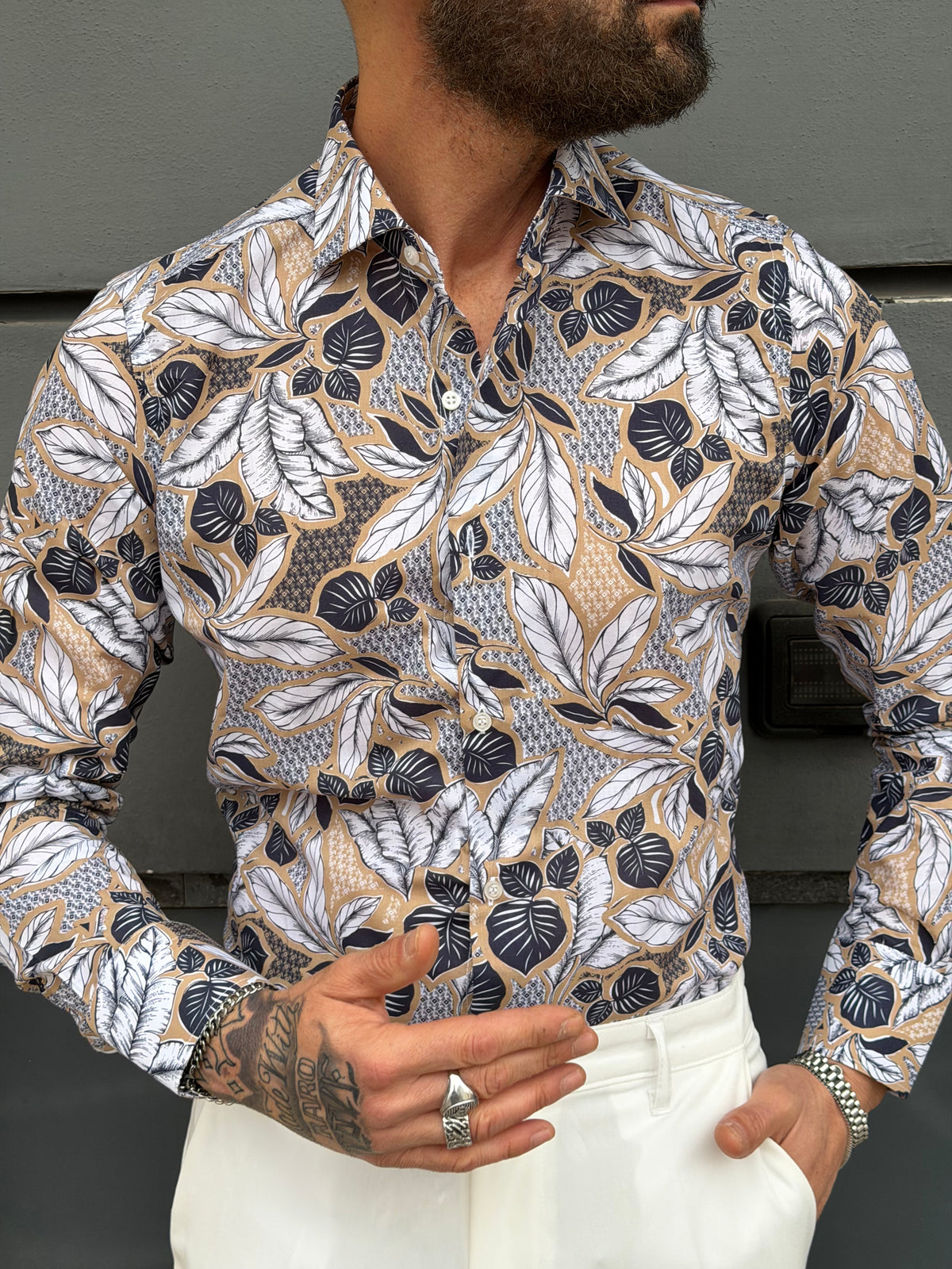 CAMICIA MALIBù FANTASIA FIORI MEZZOCCOLLO FRANCESE