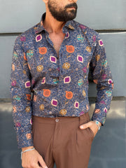 CAMICIA COTONE FANTASIA ASTRATTA