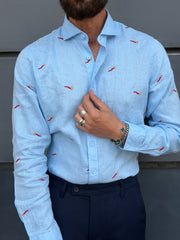 CAMICIA MALESIA PURO LINO FANTASIA CORNI