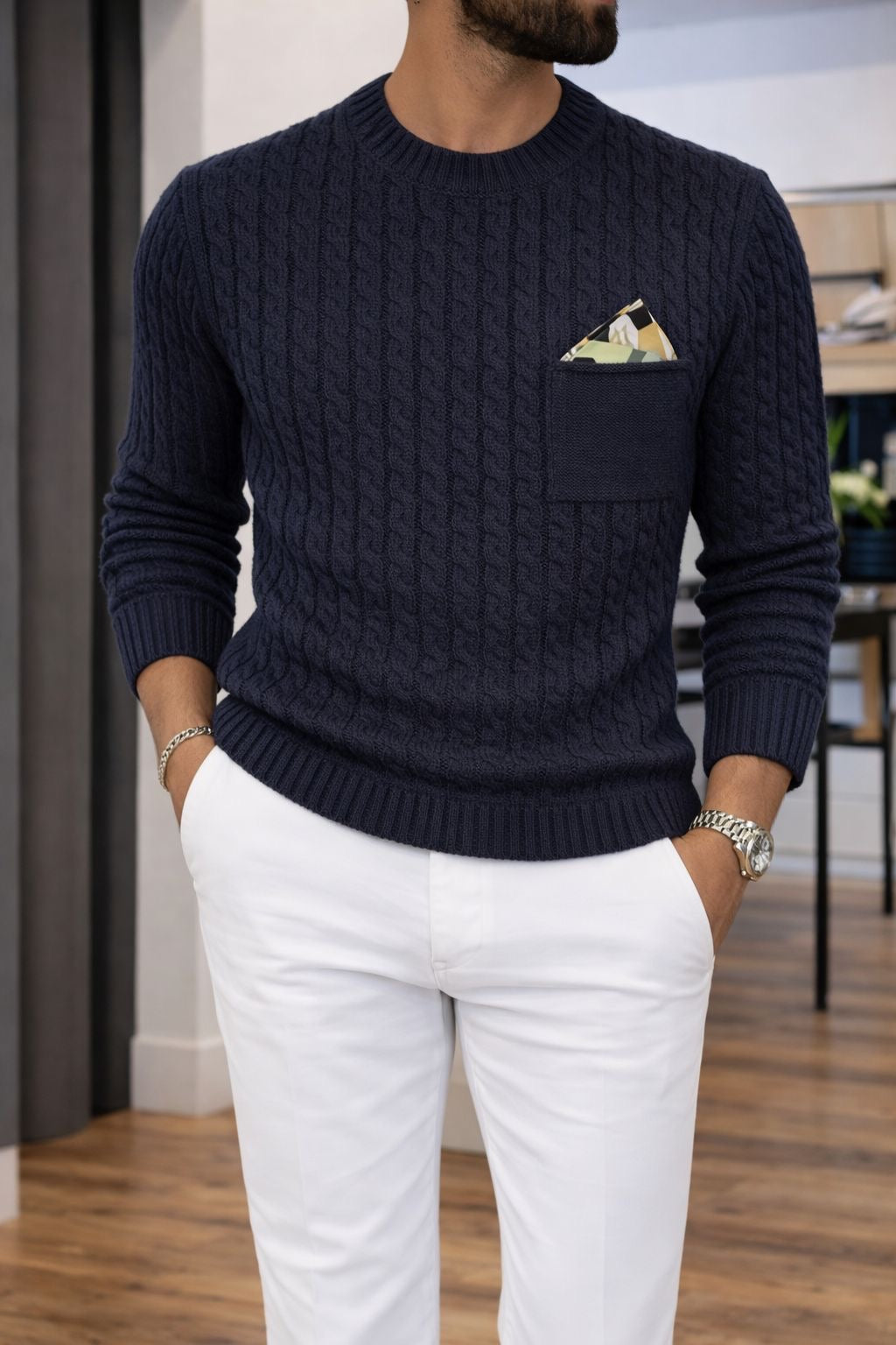 MAGLIA MAIORCA GIROCOLLO CON POCHETTE