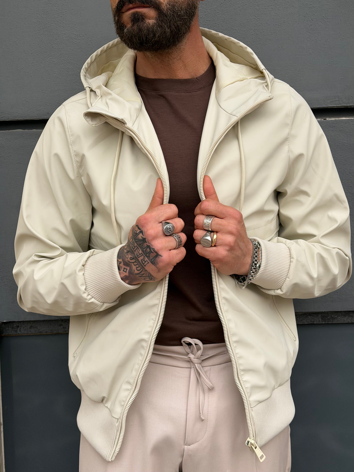 GIUBBOTTO DANNY TESSUTO TECNICO SPALMATO CON CAPPUCCIO