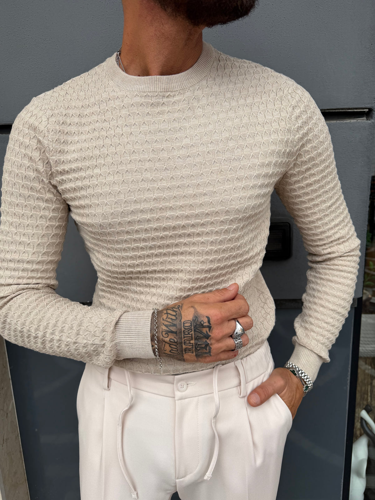 MAGLIA GIROCOLLO ARMATURATO MISTO COTONE