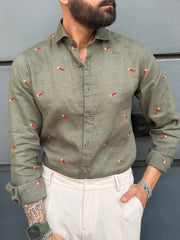 CAMICIA MALESIA PURO LINO FANTASIA CORNI