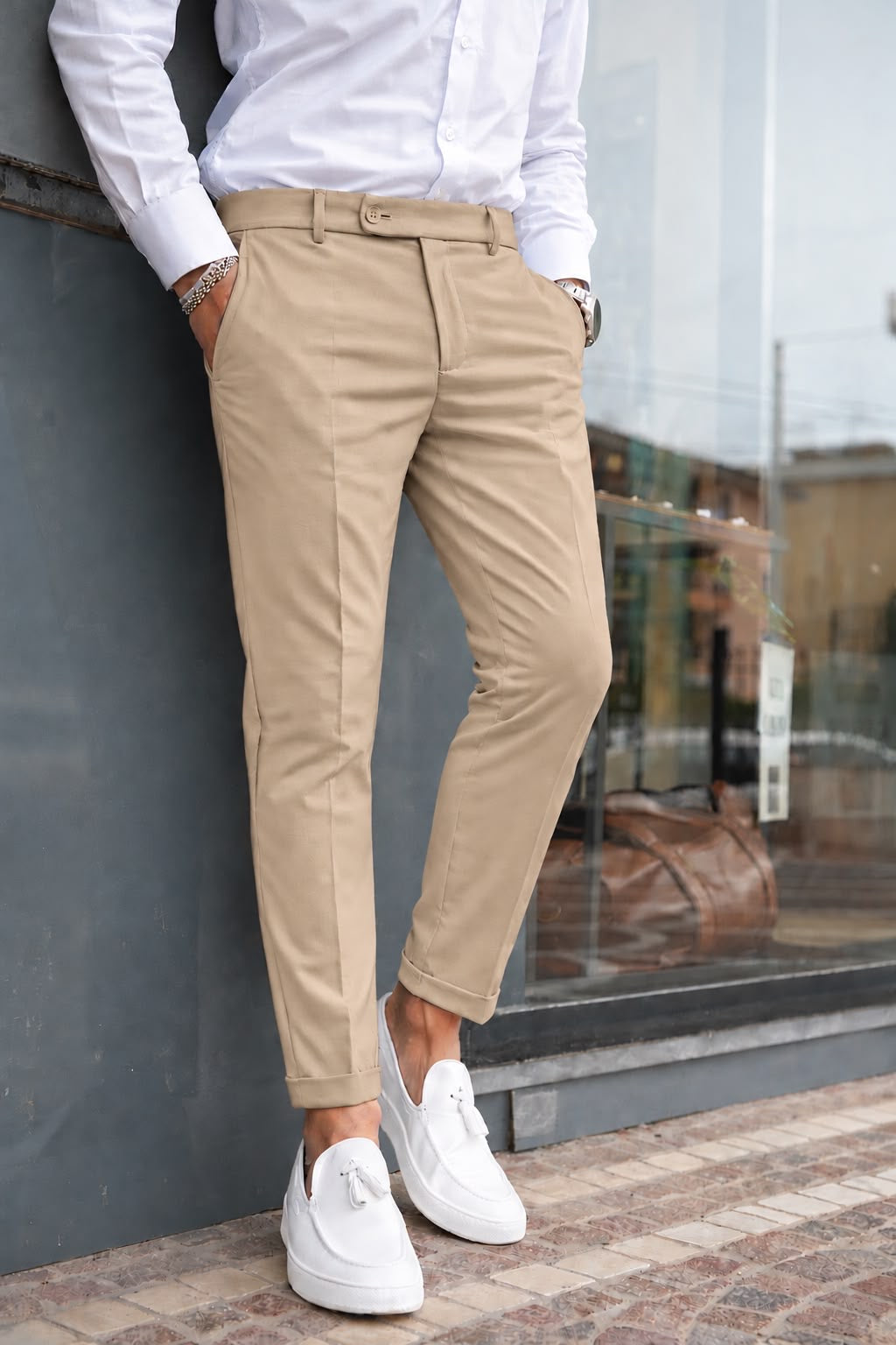 PANTALONE ZURIGO TASCA AMERICA CON PIEGA INGLESE FISSA