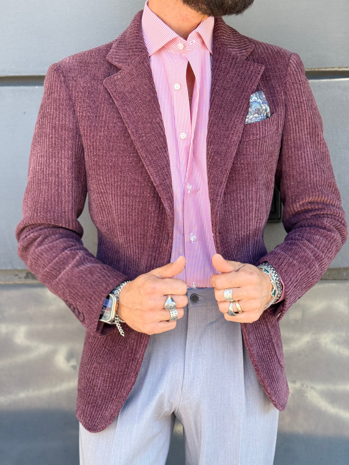 GIACCA MONOPETTO TASCA A TOPPA VELLUTO A COSTINE