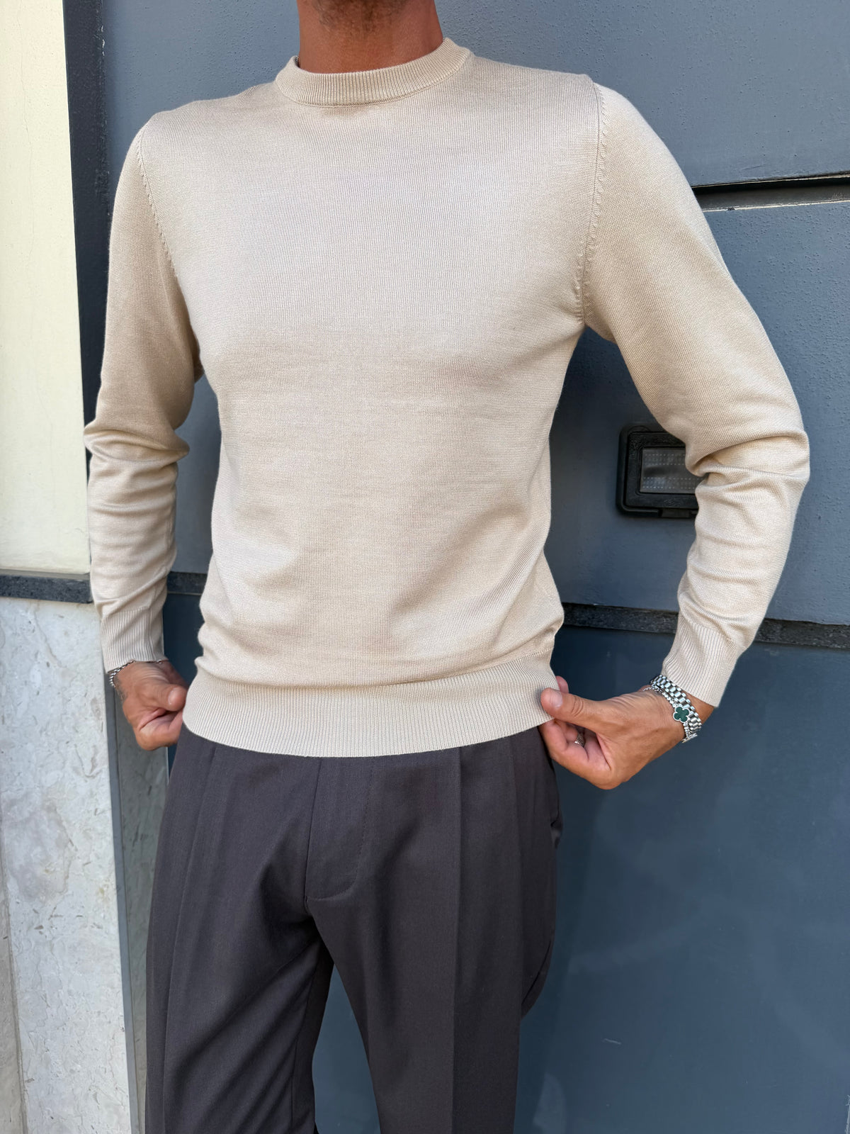 MAGLIA GIROCOLLO MANICA LUNGA MISTO COTONE