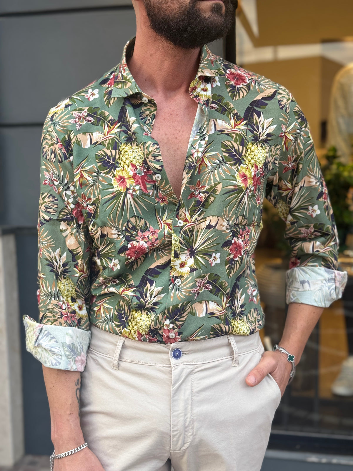 CAMICIA IN VISCOSA FANTASIA ARTICOLO TROPICAL 2