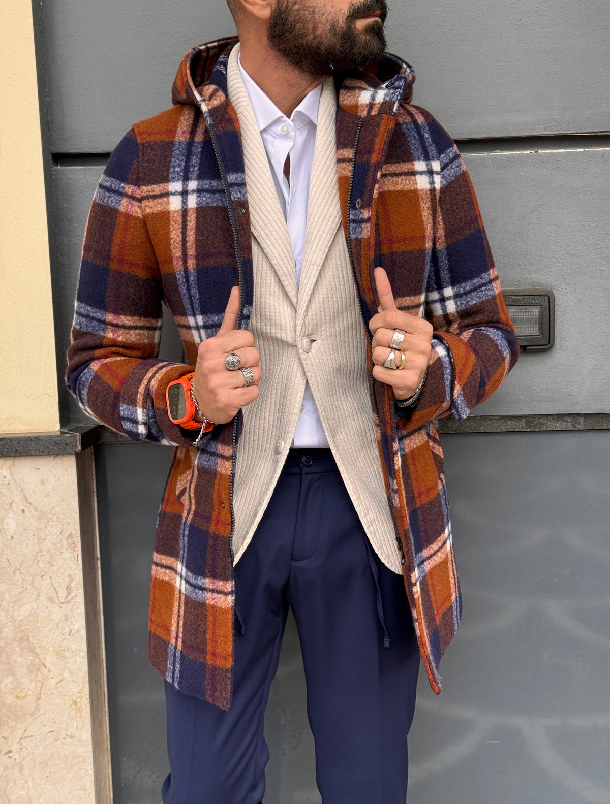 PARKA MISTO LANA FANTASIA QUADRI