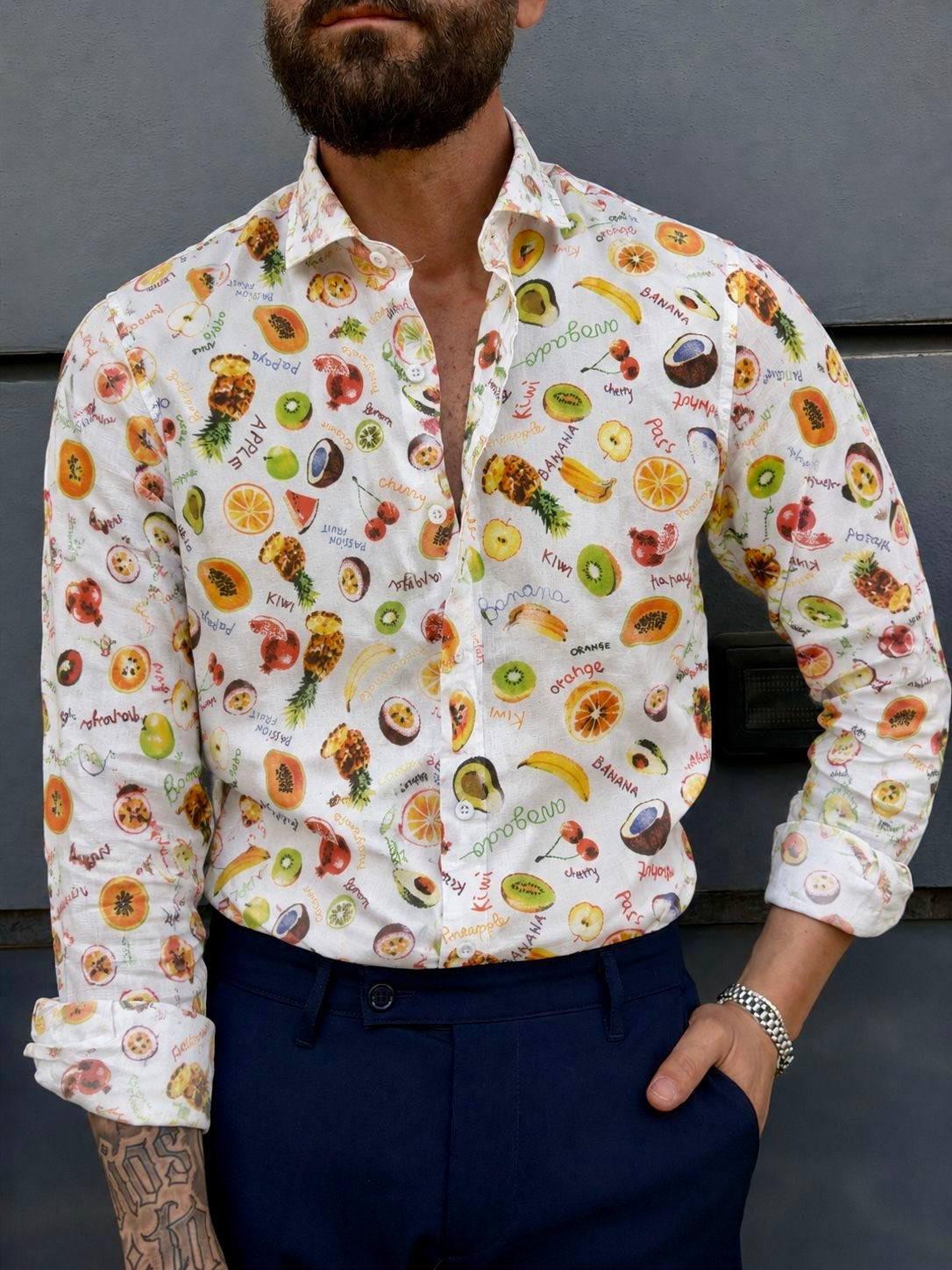 CAMICIA SLIM FANTASIA FRUTTA