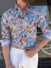 CAMICIA COTONE FANTASIA FOGLIA VERDE