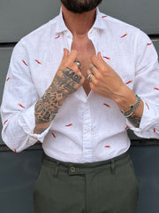 CAMICIA MALESIA PURO LINO FANTASIA CORNI