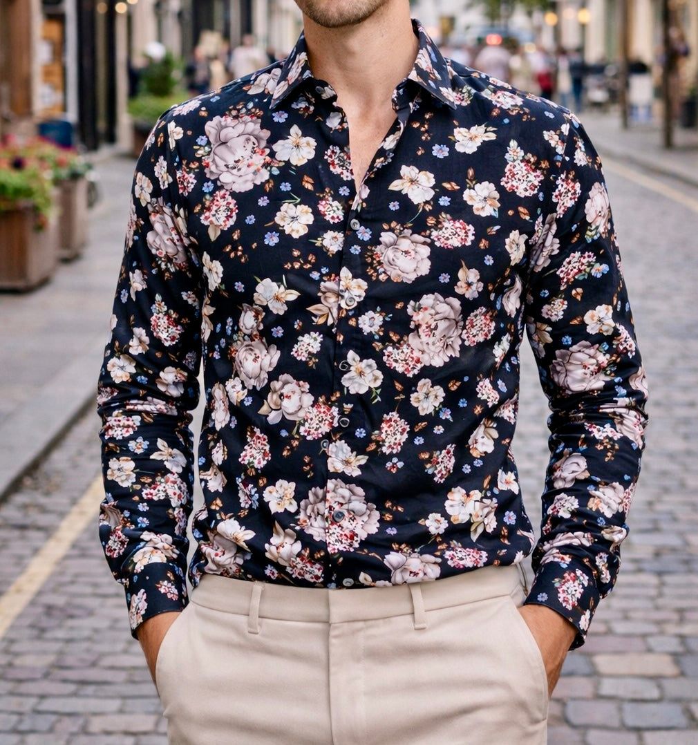 CAMICIA ROTTERDAM MEZZOCOLLO FRANCESE FATASIA FLOREALE