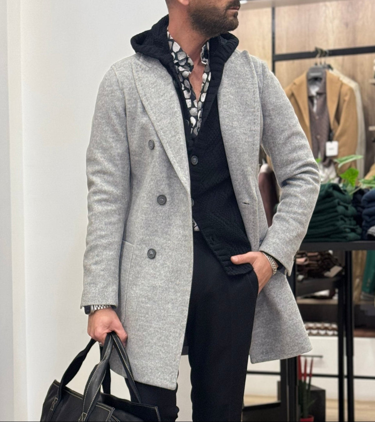 CAPPOTTO DOPPIO PETTO LANA CON BOTTONE METALLO