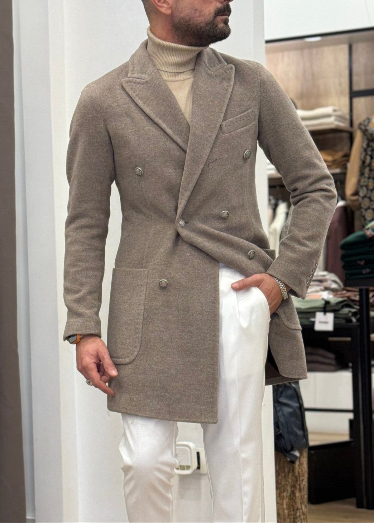 CAPPOTTO DOPPIO PETTO LANA CON BOTTONI METALLO